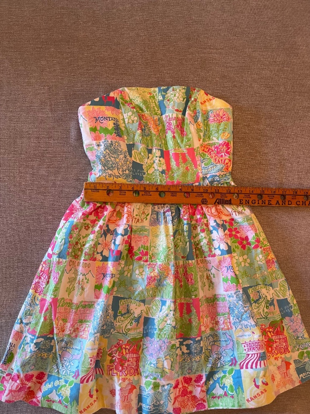 Lilly Pulitzer Strapless Lottie Dress USA Patchwork Size 00 - Picture 6 of 14